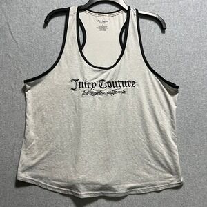 Juicy Couture Sleepwear Tank Top Womens 1X Gray Black Embroidered Logo Racerback